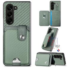 Per Samsung Galaxy Z Fold6 5G Portafoglio per carte Cavalletto Custodia posteriore per telefono con coltello per utensili (Verde)