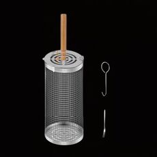 Aggiorna il coperchio ribaltabile per barbecue, cestello per griglia in acciaio inossidabile, con manico in legno piccolo