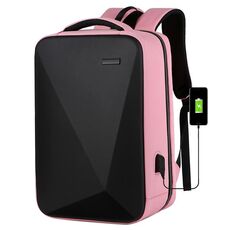 Zaino per laptop antifurto con blocco password di grande capacità da 16 pollici con porta USB (rosa)