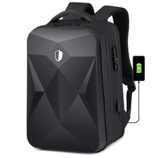Zaino per laptop impermeabile di grande capacità con blocco password da 17 pollici con porta USB (nero)
