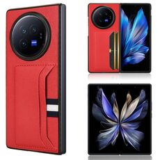 Custodia per telefono con cover posteriore per slot per schede Litchi Texture per vivo X Fold3 (rosso)