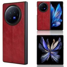 Custodia per cellulare con cover posteriore cucita con motivo mucca per vivo X Fold3 (rossa)