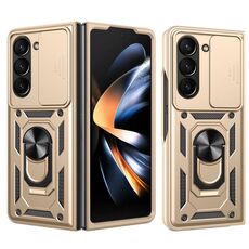 Per Samsung Galaxy Z Fold6 Custodia scorrevole per fotocamera Design TPU + Custodia per PC (Oro)