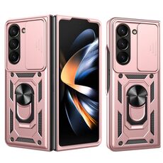 Per Samsung Galaxy Z Fold6 Custodia scorrevole per fotocamera Design TPU + Custodia per PC (oro rosa)