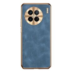 Custodia per telefono in pelle di agnello galvanica per vivo X90 Pro (blu)
