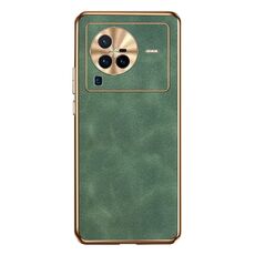 Custodia per telefono in pelle di agnello galvanica per vivo X80 Pro (verde)