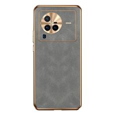 Custodia per telefono in pelle di agnello galvanica per vivo X80 Pro (grigia)