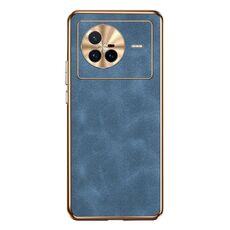 Custodia per telefono in pelle di agnello galvanica per vivo X80 (blu)