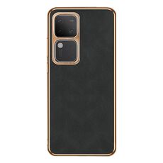 Custodia per telefono in pelle di agnello galvanica per vivo S18 / S18 Pro (nera)