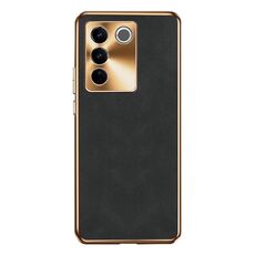 Custodia per telefono in pelle di agnello galvanica per vivo S16 Pro (nera)