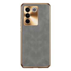 Custodia per telefono in pelle di agnello galvanica per vivo S16 Pro (grigio)