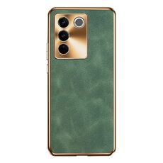 Custodia per telefono in pelle di agnello galvanica per vivo S16 (verde)