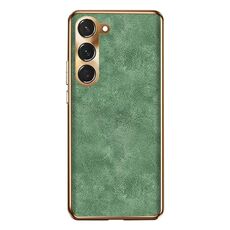 Custodia per telefono in pelle di agnello galvanica per Samsung Galaxy S23+ 5G (verde)
