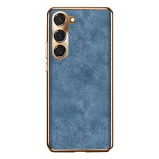 Per Samsung Galaxy S23+ 5G Custodia per cellulare in pelle di agnello galvanica (blu)