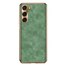 Custodia per telefono in pelle di agnello galvanica per Samsung Galaxy S23 5G (verde)
