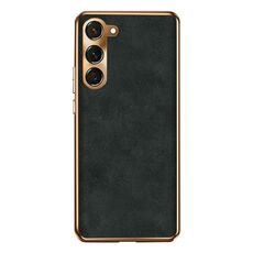 Per Samsung Galaxy S23 5G Custodia per cellulare in pelle di agnello galvanica (nera)