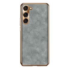 Per Samsung Galaxy S23 5G Custodia per telefono in pelle di agnello galvanica (grigio)