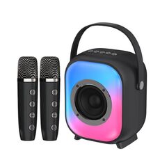 NewRixing NR168W Altoparlante Bluetooth colorato portatile Home Altoparlante per karaoke con doppio microfono (nero)