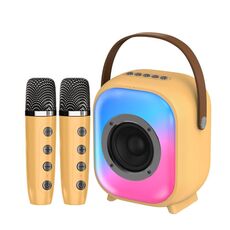 NewRixing NR168W Altoparlante Bluetooth colorato portatile per uso domestico con doppio microfono per karaoke (caffè)