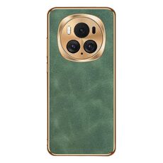 Custodia per telefono in pelle di agnello galvanica per Honor Magic6 Pro (verde)