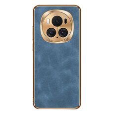 Custodia per telefono in pelle di agnello galvanica per Honor Magic6 Pro (blu)