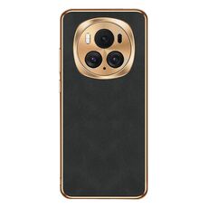 Custodia per telefono in pelle di agnello galvanica per Honor Magic6 Pro (nera)