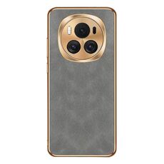 Custodia per telefono in pelle di agnello galvanica per Honor Magic6 (grigia)