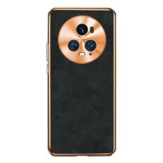 Custodia per telefono in pelle di agnello galvanica per Honor Magic5 Pro (nera)
