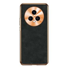 Custodia per telefono in pelle di agnello galvanica per Honor Magic5 (nera)