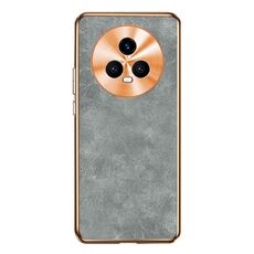 Custodia per telefono in pelle di agnello galvanica Honor Magic5 (grigia)