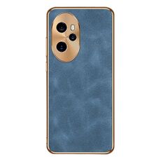 Custodia per telefono in pelle di agnello galvanica per Honor 100 Pro (blu)