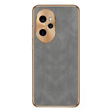 Custodia per telefono in pelle di agnello galvanica per Honor 100 Pro (grigia)