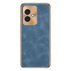 Custodia per telefono in pelle di agnello galvanica per Honor 100 (blu)