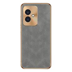 Custodia per telefono in pelle di agnello galvanica per Honor 100 (grigia)