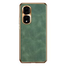 Custodia per telefono in pelle di agnello galvanica per Honor 90 Pro (verde)