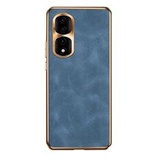 Custodia per telefono in pelle di agnello galvanica per Honor 90 Pro (blu)