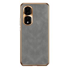 Custodia per telefono in pelle di agnello galvanica per Honor 90 Pro (grigia)