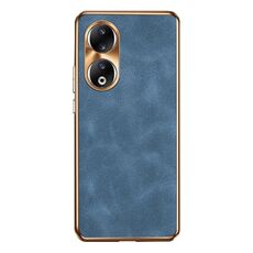 Custodia per telefono in pelle di agnello galvanica per Honor 90 (blu)