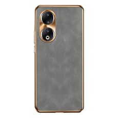 Custodia per telefono in pelle di agnello galvanica per Honor 90 (grigia)