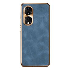 Custodia per telefono in pelle di agnello galvanica per Honor 80 Pro (blu)