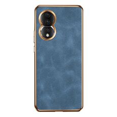 Custodia per telefono in pelle di agnello galvanica per Honor 80 (blu)