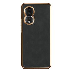 Custodia per telefono in pelle di agnello galvanica per Honor 80 (nera)