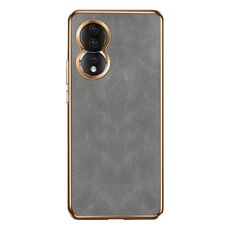Custodia per telefono in pelle di agnello galvanica per Honor 80 (grigia)