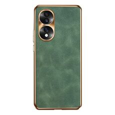 Custodia per telefono in pelle di agnello galvanica per Honor 70 (verde)