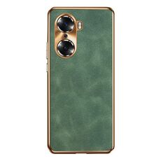 Custodia per telefono in pelle di agnello galvanica per Honor 60 Pro (verde)