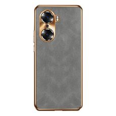 Custodia per telefono in pelle di agnello galvanica per Honor 60 (grigio)