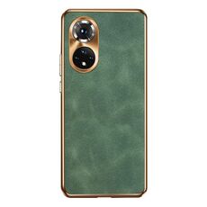 Custodia per telefono in pelle di agnello galvanica per Honor 50 Pro (verde)