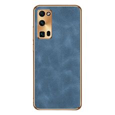 Custodia per telefono in pelle di agnello galvanica per Honor 30 Pro (blu)