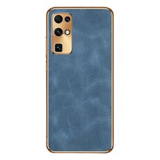 Custodia per telefono in pelle di agnello galvanica per Honor 30 (blu)