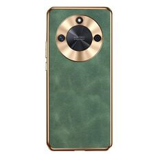 Custodia per telefono in pelle di agnello galvanica per Honor X50 (verde)